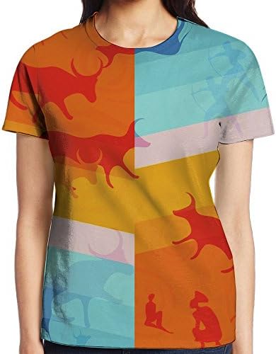 Womens Historical Ancient Hunting 3D Printed Duplex T-shirt Creative Slim Short Sleeve Tops Round Neck TShirts Casual Baseball Tshirts