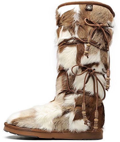 Aumu Womens Comfort Suede Fur Mid- Calf Winter Boots Chestnut Size 7 - Thumbnail 2
