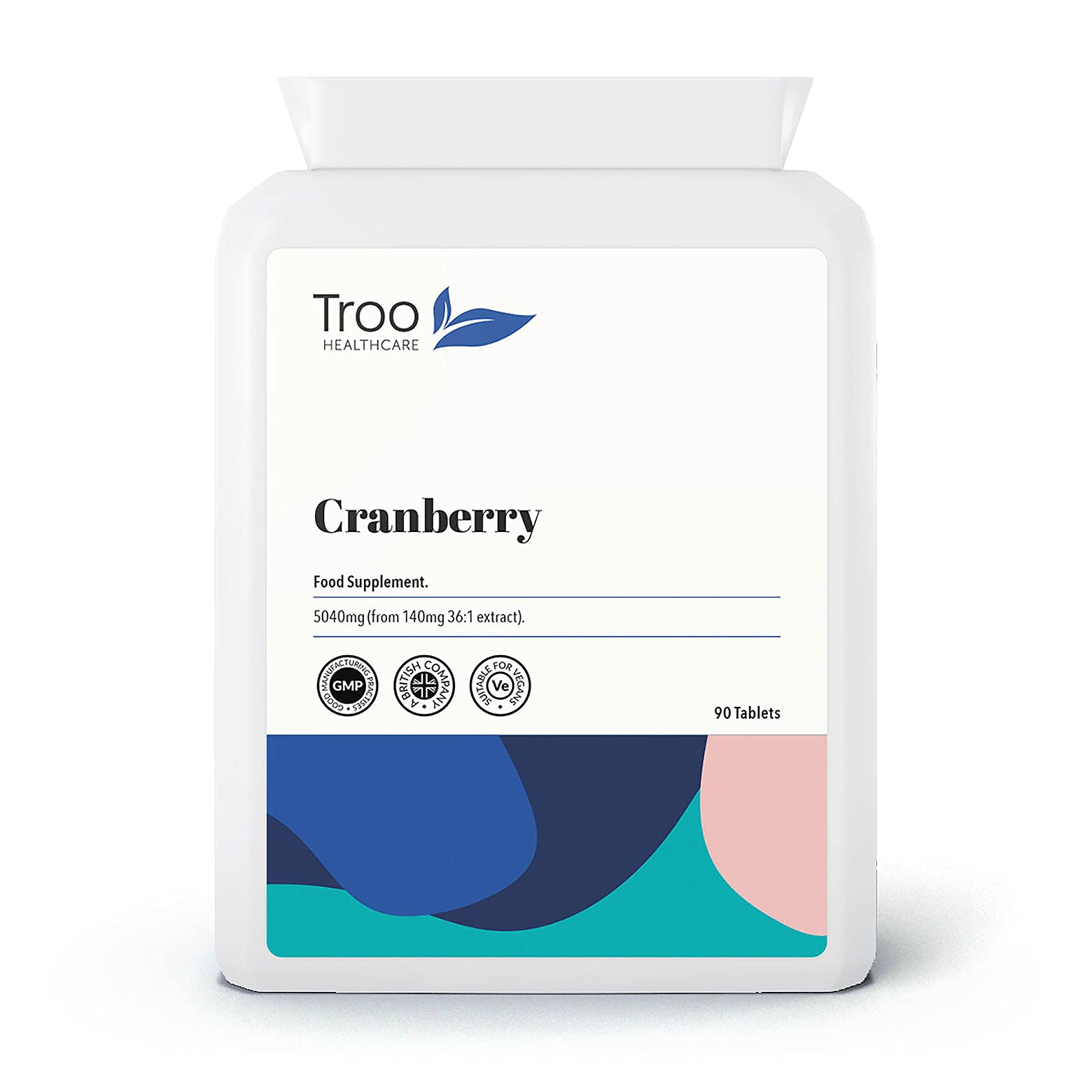 Troo Health Care Cranberry Supplement 5040 mg 90 Vegan Tablets - One Easy Swallow Tablet Per Day - High Strength Extract from Vaccinium Macrocarpon Cranberries - for Men and Women - 3 Month Supply