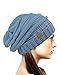 NYFASHION101 Oversized Baggy Slouchy Thick Winter Beanie Hat, Denim