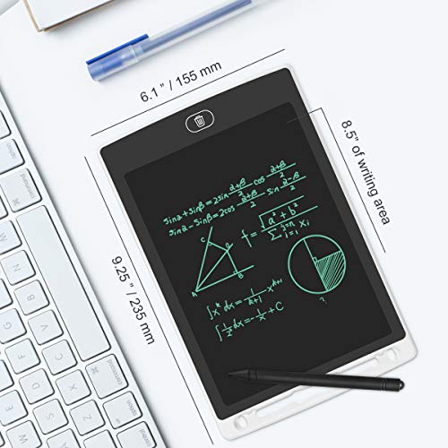 LCD Writing Tablet, 8.5" Electronic Drawing Erasable Tablet for Kids, Handwriting Drawing Board Doodle Pad with Memory Lock Gift for Kids and Adults at Home, School and Office (White)