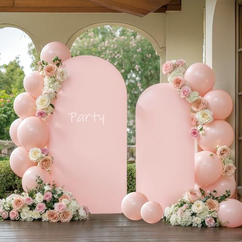 Pink Arch Cover 2 Set-7.2 and 6ft Pink Arch Backdrop Cover Spandex Wedding Arch Stand Covers for Birthday Party Baby Shower Girls Bridal Shower Wedding Banquet Photo Balloon Arch Backdrop Cover