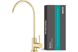AULEEND Brass Reverse Osmosis Faucet, Sink Water Filter System, Suitable for Most Reverse Osmosis or Water Filtration Systems, Kitchen bar Sink Drinking Faucet (Brushed Gold)