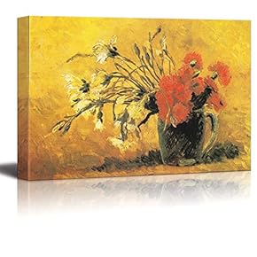 Vase with Red and White Carnation on a...