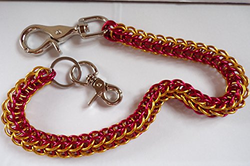 Custom Biker Wallet Chain, 30" SYLB Red & Gold Biker Chain - 30" in. Double Stainless Steel Snaps - Thumbnail 4