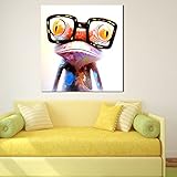 Yesido. Hand Painted Oil Painting Pop Frog with Glasses on Canvas Wall Art