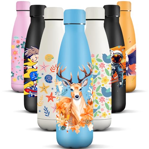 HoneyHolly 500ml Insulated Water Bottle BPA-Free Double-Wall Insulated Water Bottle Leak-Proof 18/8 Stainless Steel Sports School Yoga Water Bottle