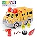 GILOBABY Take Apart Rescue Vehicle with 4 Figures, STEM Toys DIY Car with Drill Tool, Lights and Sounds, 31 Piece, Build Your Own Car for Kids, Gifts for Boys & Girls Age 3+