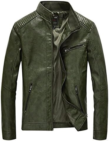 HOW'ONMen's Vintage Casual Stand Collar Pu Leather Jacket