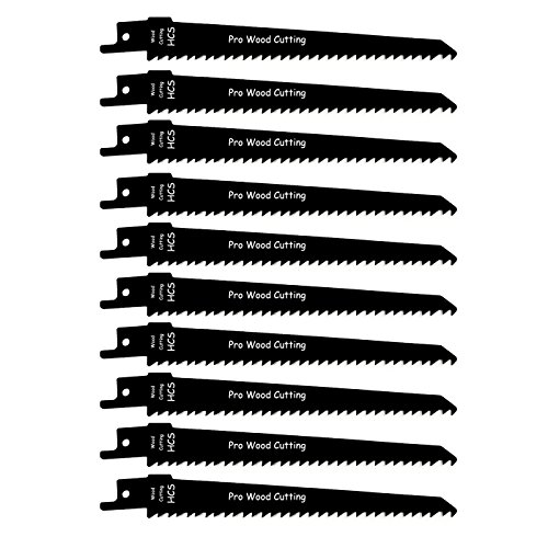 10 Piece 6-Inch Sawzall Pruning Blades Reciprocating Saw Demolition Sawzall Blades Pruning- HSS Super Speed Carbon Steel Top Material For Cutting Softer Materials Wood Laminated Chipboard & Plastics - Thumbnail 4