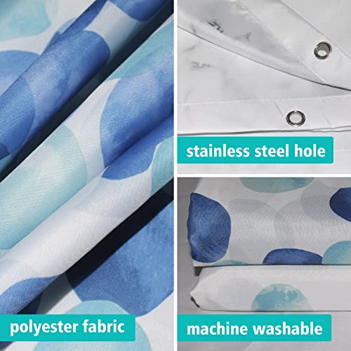 HANFU Shower Curtain 180 x 200 cm, Washable Polyester Shower Curtain, Quick Dry Shower Curtains with 12 Hooks, Bath Curtain for Home Hotel, Weighted Hem, Blue Bubbles Pattern