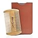 Beard Comb for Men - Wooden Natural Sandalwood Antistatic No Static Dual Action Beard Comb - Fine & Coarse Tooth Perfect for Balms and Oils Includes PU Leather Case - Presented in Cardboard Gift Box