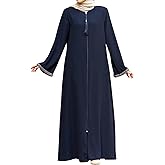 istanbul styles Women's Stone Sleeves Abaya Long Sleeve Floor Length Zipper Floor Length Turkey Islamic Fashion