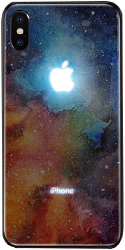 Twnhmj Iphone XSMAX Phone Cases Led Logo Light,Iphone XR Case Glowing Marble Texture Logo Light Up Logo Case Illuminate Cover Tempered Glass Cover Case,A,iPhone6P/6SP