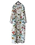 Yesno TA4 Women Long Button-Down Foral Tops Blouse Shirts Dress Casual 100% Cotton