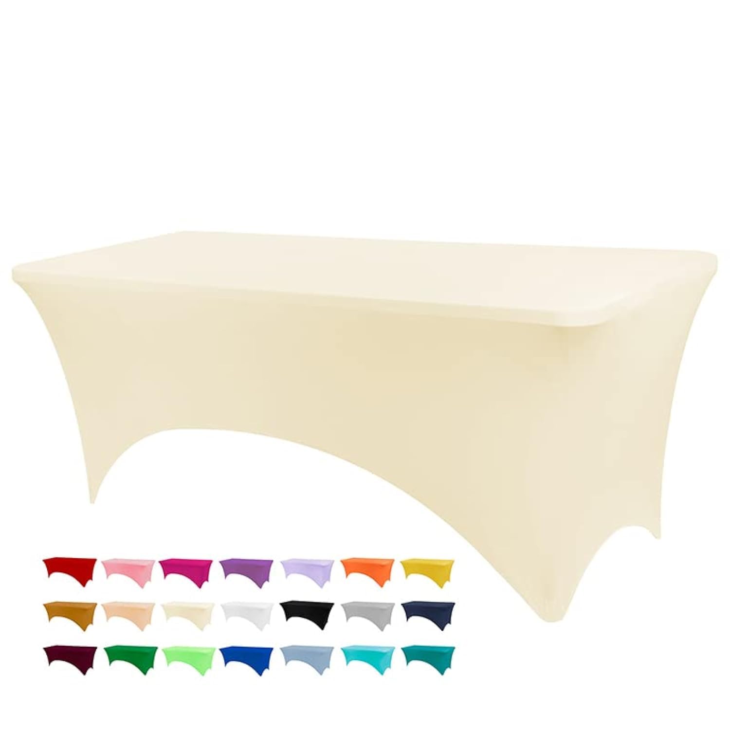 Photo 1 of BDDC 4ft Table Cover Fitted, Ivory Spandex Table Covers, Washable and Wrinkle Resistant Stretch Tablecloths Rectangle for Events, Wedding, Banquets, Parties