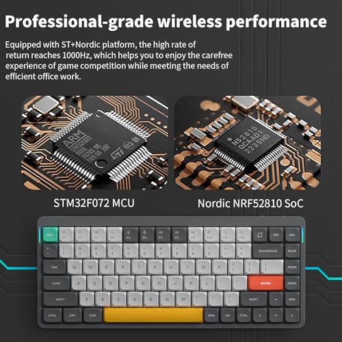 NuPhy Air75 V2 Portable 75% Mechanical Keyboard,Wireless Keyboard,Supports Bluetooth/2.4G/USB-C RGB Bluetooth Keyboards,Compatible with Windows/Mac OS/Linux Systems Grey-Gateron Cowberry Switch