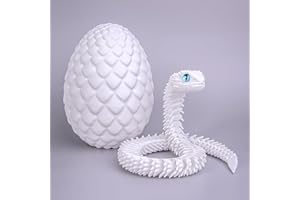 WUQIREN 24inch Snake,3D Printed Snake Egg with Snake Inside,3D Printed Animals Toys,Like Movable Snake Realistic Slithering Design (White)
