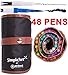 Dual Tip Brush Pens Art Set and Markers for Adult Coloring Books by SimpleArt- Fine and Brush Tip Colored Marker- Bullet Journal Pens, Calligraphy,- 48 Colors in Canvas Bag