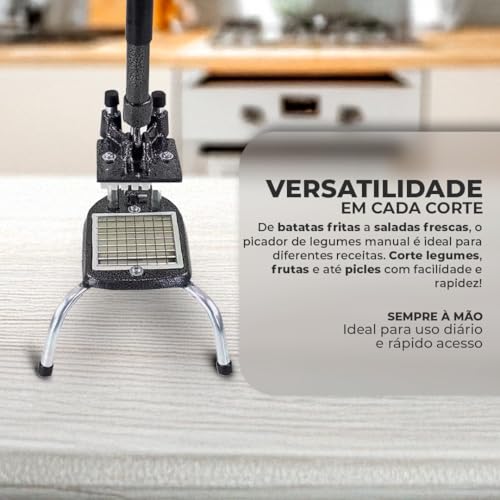 Picador Cortador Fatiador de Legumes Profissional (Alumínio) - Batata Frita Palito, Cenoura, Frutas, Tomate