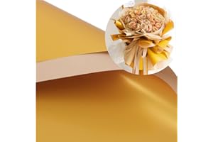 XICHEN 20 Sheets/Double-Sided Colors Flower Wrapping Paper,Waterproof Florist Bouquet Paper,DIY Crafts,Different Double-Sided Colors 58 x 58cm(22.8x 22.8 inch) (Yellow + Milk tea color)