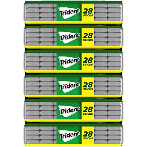 TRIDENT SPEARMINT SUGAR-FREE CHEWING GUM, 6 POCKET PACKS OF 28 PIECES (168 TOTAL PIECES)