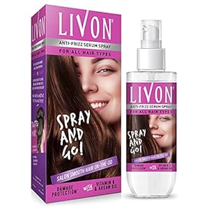 Livon Hair Serum Spray for Women & Men | Smooth, Frizz-free & Glossy Hair on-the-go | With Argan Oil & Vitamin E