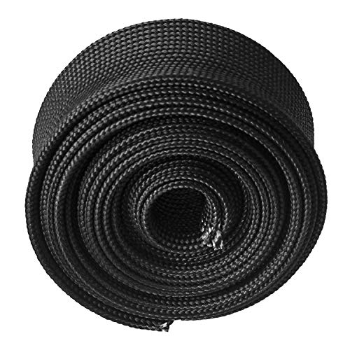 Auto Heat Sleeve Fiberglass Adjustable Heat Shield 10FT-25MM(1") Black Exhaust Heat Shield for Car Wire Loom Heat Shield Brake Line Cable Heat Shield