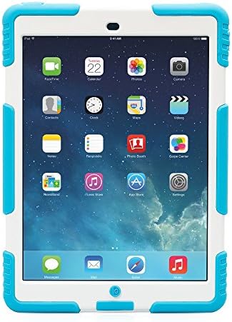 Mashy iPad 5 /iPad Air Case,Protective Cover + Scratchproof Screen Protector + Multiple Kickstand (Shockproof + Drop Resistance) - LightBlue+White