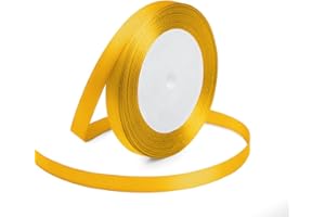 KMER LIFE Yellow Ribbon 3/8 Inches x 25 Yards, Yellow Satin Fabric Silk Ribbon for Gift Wrapping, Bows Making, Floral Bouquets, Wreaths, DIY Handicrafts, Sewing Projects, Baby Shower and Wedding Party