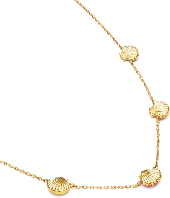 Conchas de Colar Feminino Esmaltado Dourado