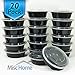 +Best Deal+[20 Pack] Black Round Meal Prep Containers Durable Plastic Reusable Food Storage Container Microwave & Dishwasher Safe w/ Airtight Lid For Portion Control and Bento Box Food Prep