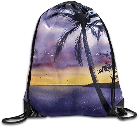 Sunset Beach Oil Painting Unisex Bagpack Vivin Polyester Fiber Customize Fashion