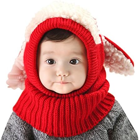 PETREL Baby Girls Boys Winter Hat Scarf Earflap Hood Scarves Skull Caps Red