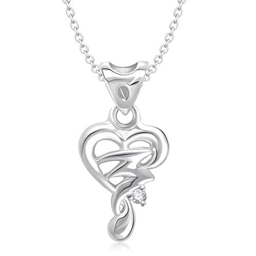 Vina Jewels Valentine Love Melody Heart Shape Rhodium plated Pendant - P1204R [VKP1204R]