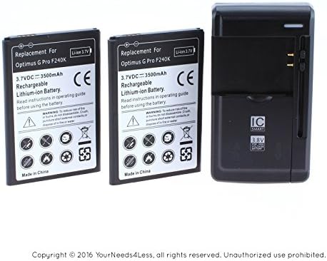 YN4L 2 X 3500mAh Replacement Batteries for LG Optimus G Pro ; F240K ; E980 ; BL-48TH + Wall Dock Charger Bundle