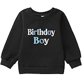 GLIGLITTR Toddler Boy Birthday Sweatshirt Letter Embroidered Long Sleeve Shirt Crewneck Pullover Top Fall Winter Clothes