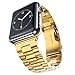 HUANLONG Compatible with Apple Watch Band, Solid Stainless Steel Metal Replacement Watchband Bracelet with Compatible with iWatch Series 1/2/3/4(Gold3 42mm)