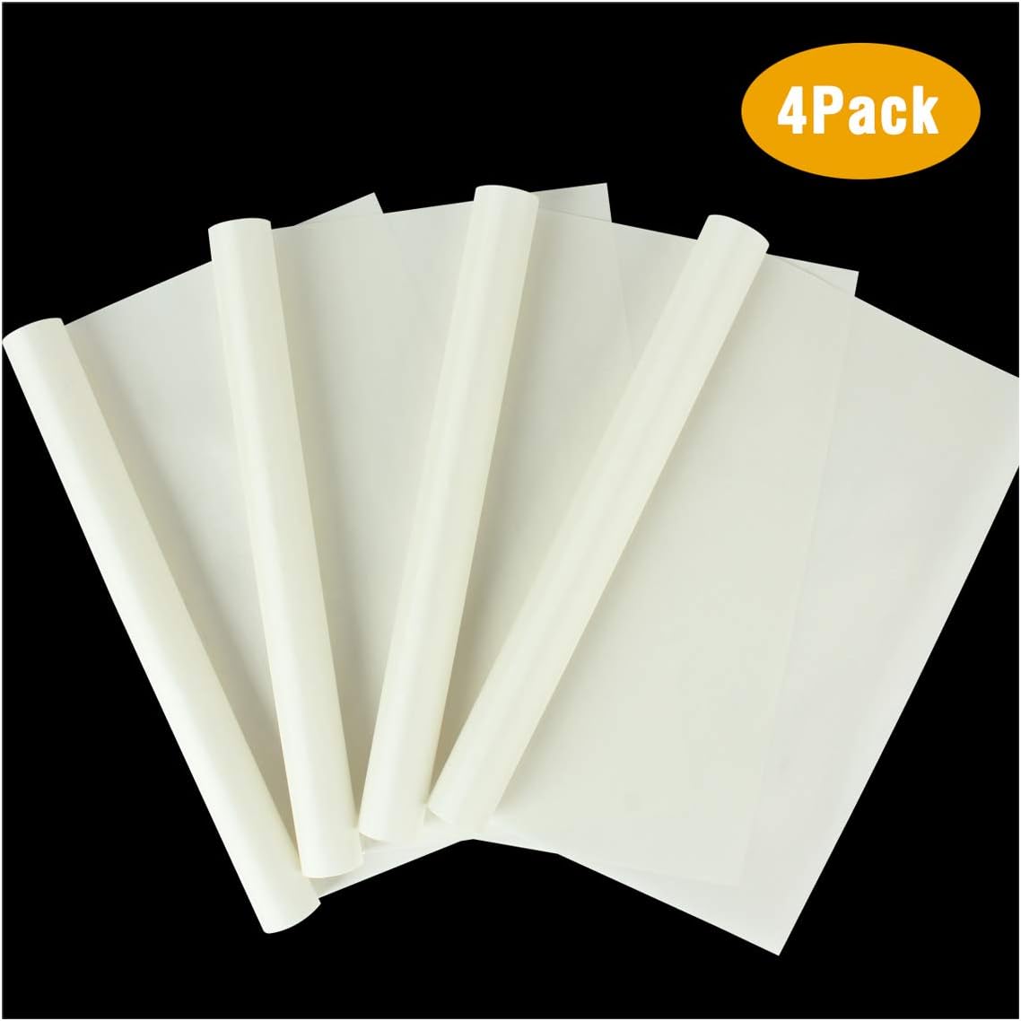 Hiwalk PTFE Teflon Sheet for Heat Press,Unleash Your Creativity with Thick 0.13mm Iron in Transfer Paper -Repeated use - Non Stick - Best Vinyl Sheets for on Heat Transfer. (White, 4 Pack)