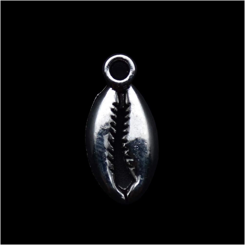 VIDRIOPack of 80 Cowrie Shells Charms Pendants Silver Craft Supplies for Jewelry Making Tibetan Accessories for Bracelets Necklace DIY