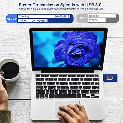 USB Flash Drive for iPhone 256gb Memory Stick LTY Photo Stick USB 3.0 Jump Drive Thumb Drives Externa Lightning Memory Stick for iPhone iPad Android and Computers (blue-256GB)