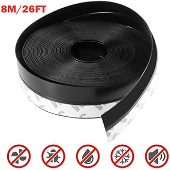 Silicone Seal Strip,8M/26ft Door Strip Bottom for Doors Silicone Sealing Sticker Adhesive for Doors and Windows Gaps of Anti-Collision Silicone (25MM, Black)