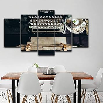RMRM Leinwand Malerei Wandkunst 5 Stücke Vintage Schreibmaschine Bilder Dekoration Wohnzimmer Modular HD Gedruckt Poster Arbe
