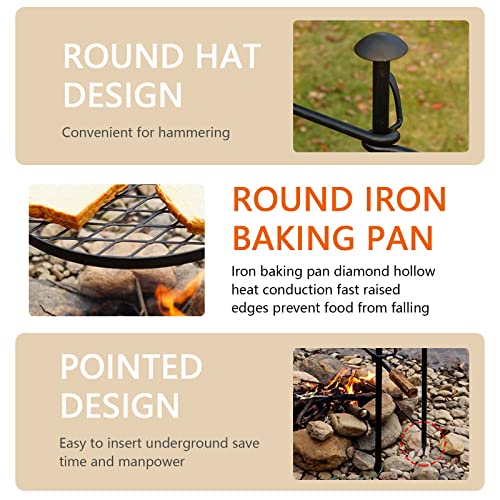 Over Fire Camping Grill, Adjustable Rotating Campfire Grill, Camping HeavyDuty Steel Grill, 360
