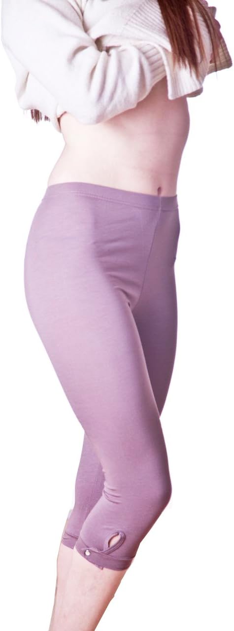 elegance1234 Cotton Lycra 3/4 Stretchy Lovely Soft with Stud Active Tan Colour Crop Leggings