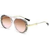 mincl Oversized Pilot Sunglasses for Women Men Trendy,Large Big Double beam Designer Fashion Vintage Shades Retro Sun Glasses