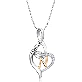 Valentine's Day Gift Initial Necklace for Women Girls, Solid 925 Sterling Silver Heart Letter A-Z Monogram Name Pendant, Personalized Jewelry Anniversary Birthday Gift for Wife Girlfriend Mom Daughter