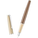 Asvine 920S Fountain Pen Brown Metal Pen, Steel Fine Point Classic Pen with Ink Converter