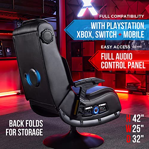X Rocker Pro Leather Lounging Video Gaming Pedestal Chair with Vibration, Wireless Audio, 2