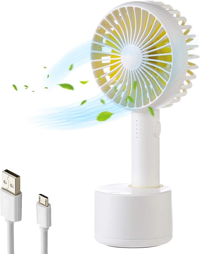 Handheld Fan, Mini USB Rechargeable Desk Fan Quiet Oscillating Fan for Office 5 Speed Adjustable Portable Table Fan for Kids Girls Women